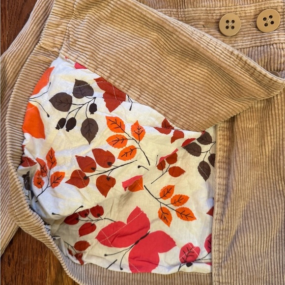 Gap Camel Corduroy Pea Coat Girls Large Size 10 Button Front Warm Floral Lined - Picture 2 of 8